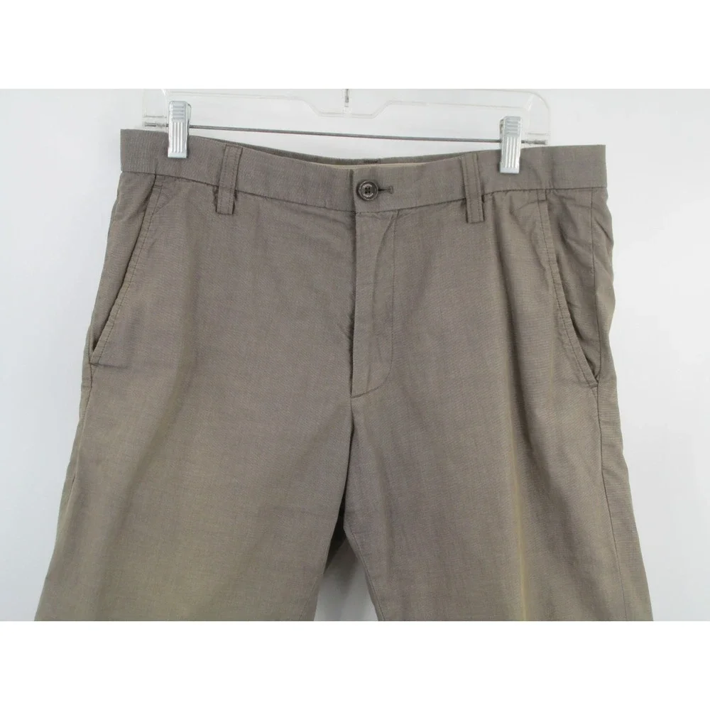 Banana Republic Mens Bermuda Shorts Brown 33 Cotton Flat Front Mid Rise 9 Inseam